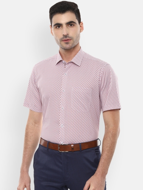 Van Heusen Men Red Regular Fit Printed Formal Shirt