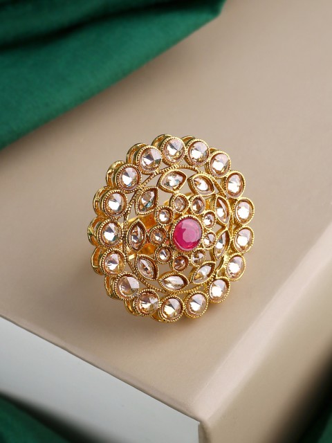 

Voylla Women Pink Gold-Plated Handcrafted Ring
