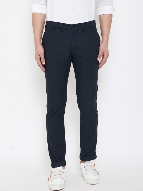 

Canary London Men Navy Blue Smart Slim Fit Solid Chinos