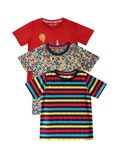 

mezmoda Boys Pack of 3 Round Neck T-shirts, Blue