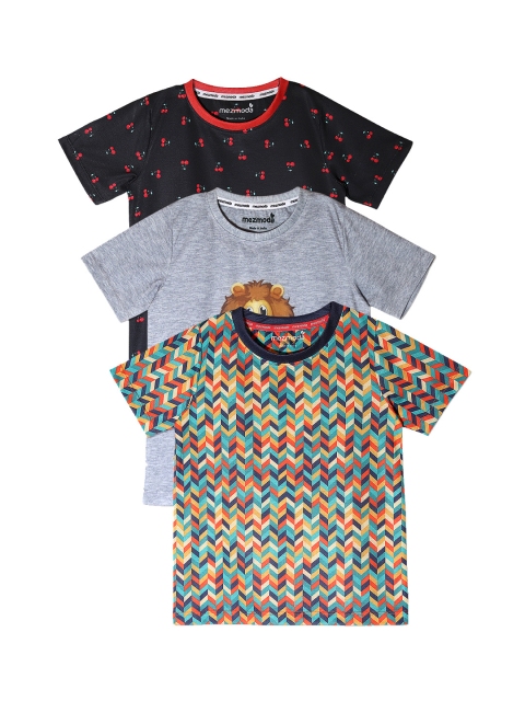

mezmoda Boys Pack of 3 Printed Round Neck T-shirts, Yellow
