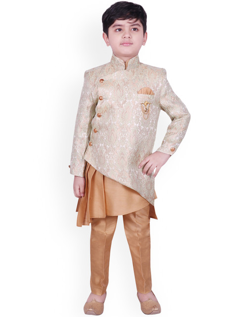 

SG YUVRAJ Boys Beige Solid Kurta Set