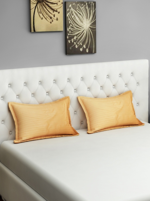 

SWAYAM Set of 2 Orange Striped Sonata Classic Pillow Covers