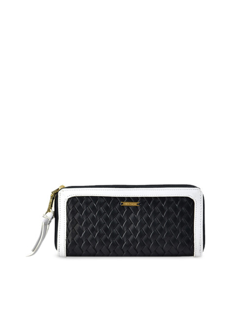 

Hidesign Women Black & White Self Design Leather Zip Around Wallet