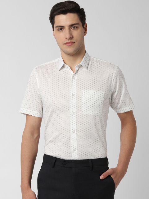 

Peter England Men White & Green Regular Fit Printed Formal Shirt