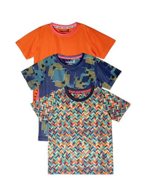 

mezmoda Boys Pack of 3 Printed Round Neck T-shirts, Yellow