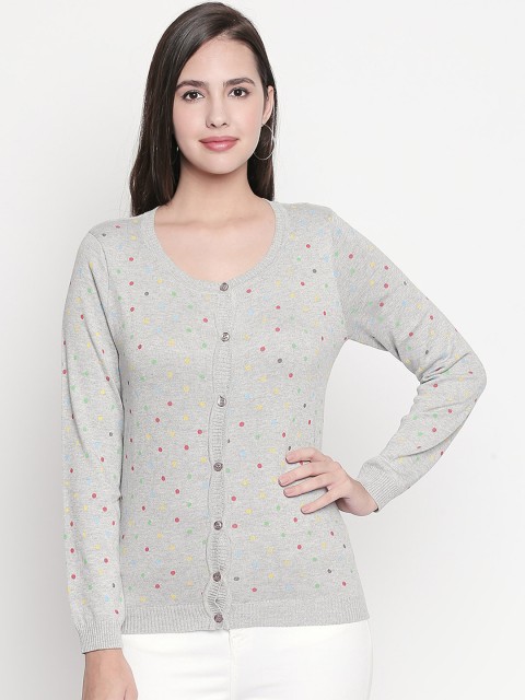 

Honey by Pantaloons Women Grey & Pink Printed Cardigan