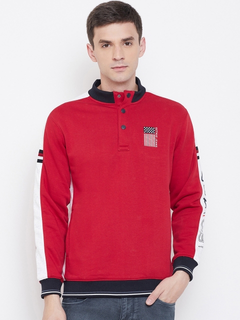 

Octave Men Red & White Colourblocked Fleece Sweatshirt