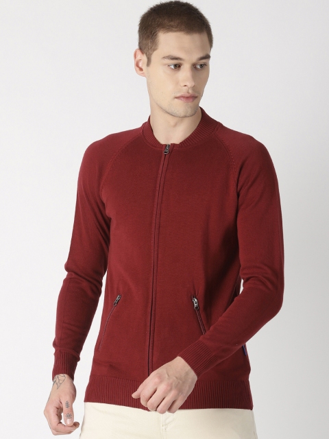 

Blue Saint Men Maroon Solid Cardigan