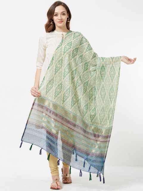 

Faserz Green & Beige Printed Dupatta