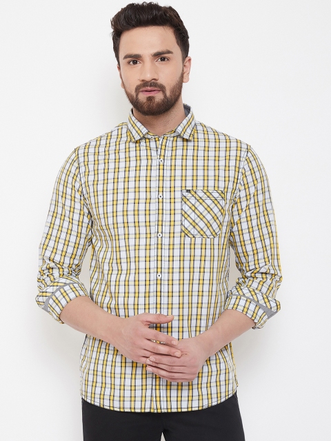 

Canary London Men Yellow & Off-White Slim Fit Checked Casual Shirt
