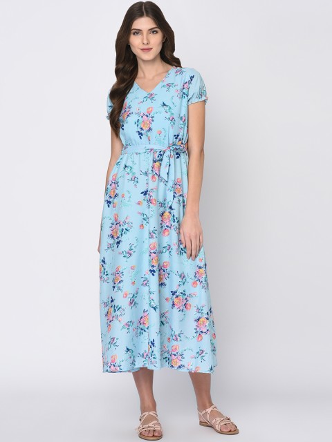 

Rigo Women Blue & Pink Printed Fit and Flare Dress