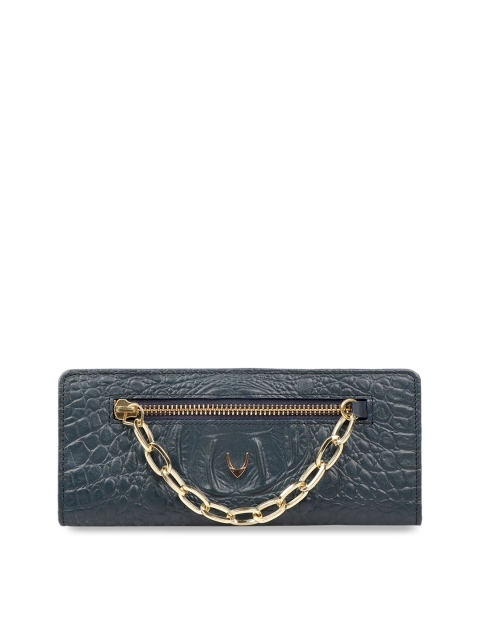 

Hidesign Women Blue Crocodile Skin Textured Leather Two Fold Wallet
