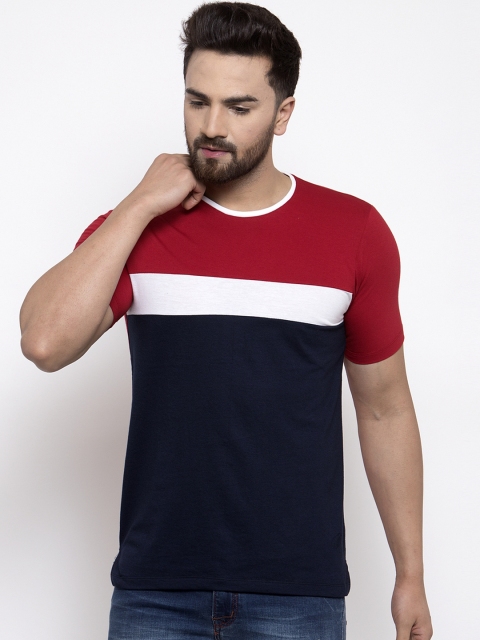 

Kalt Men Red Colourblocked Round Neck T-shirt
