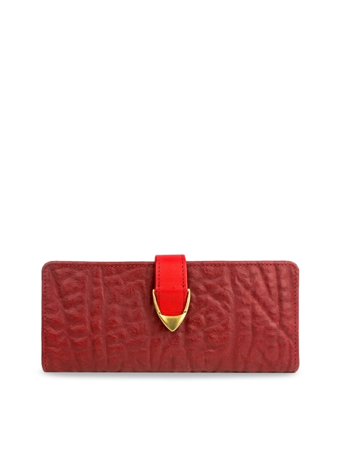 

Hidesign Women Red Textured Leather Two Fold Wallet