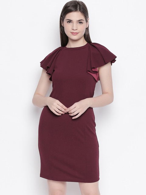 

Forever Glam by Pantaloons Women Red Solid Sheath Dress