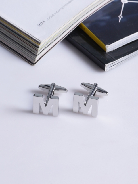 

Tistabene Rhodium-Plated Silver-Toned Alphabet Cufflinks