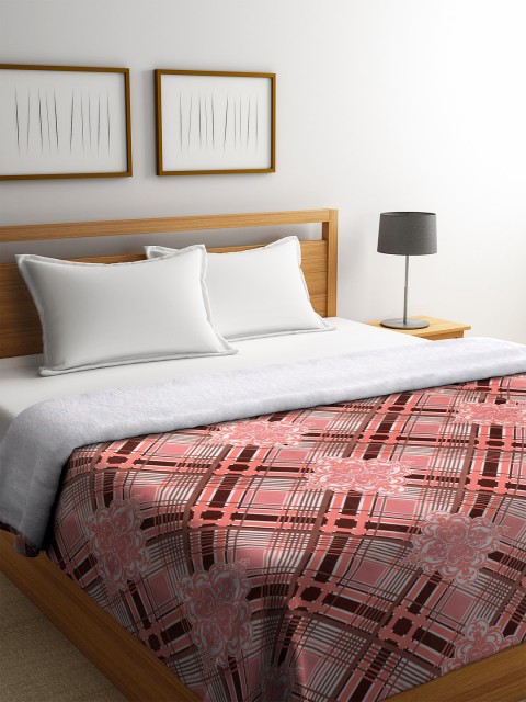 KLOTTHE Peach-Coloured & White Ethnic Motifs AC Room 450 GSM Double Bed Comforter