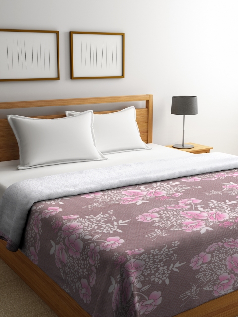 

KLOTTHE Brown Floral AC Room 450 GSM Double Bed Comforter