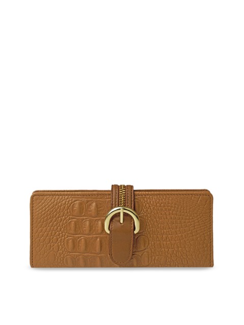 

Hidesign Women Brown Crocodile Skin Textured Leather Two Fold Wallet