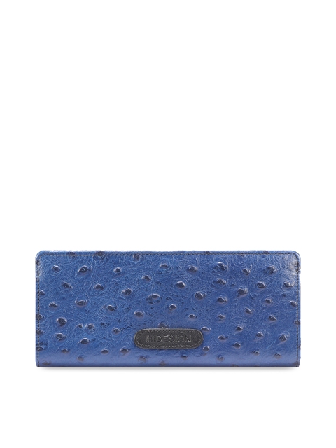 

Hidesign Women Blue Crocodile Skin Textured Leather Two Fold Wallet
