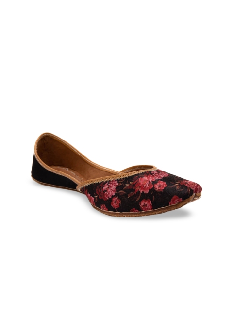 

Jivaana Women Red Printed Leather Mojaris