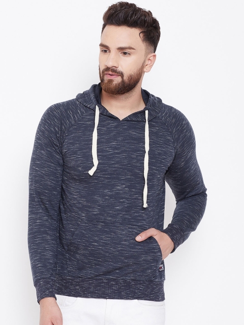 

Austin wood Men Navy Blue Solid Hooded Sweatshirt