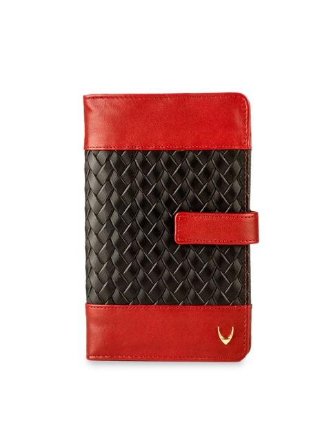 

Hidesign Women Black & Red Colourblocked Leather Two Fold Wallet