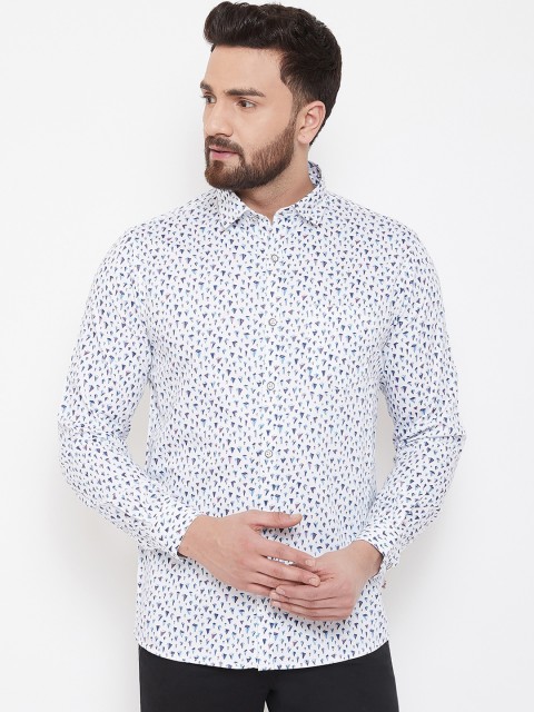 

Canary London Men White & Blue Slim Fit Printed Casual Shirt