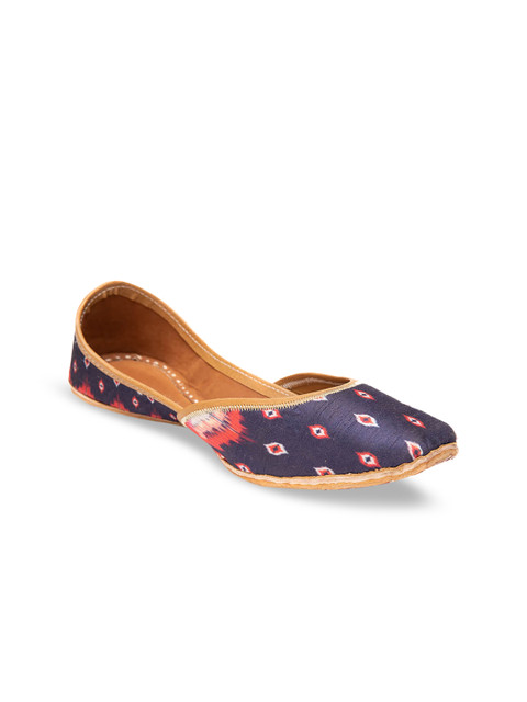 

Jivaana Women Red Printed Leather Mojaris