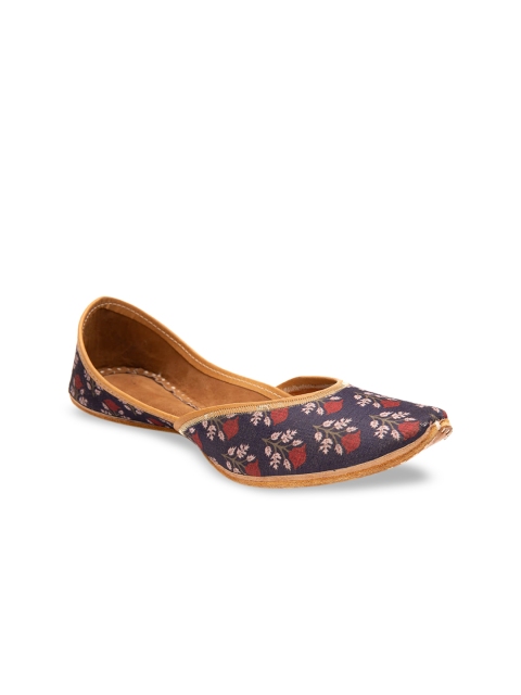 

Jivaana Women Red Printed Leather Mojaris