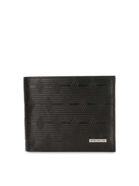 

Peter England Men Black Textured Leather Two Fold Wallet