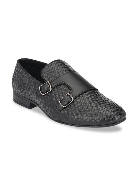 

Big Fox Men Black Textured Formal Monks