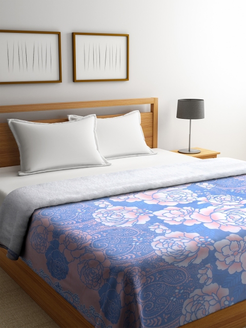 

KLOTTHE Blue Floral AC Room 450 GSM Double Bed Comforter
