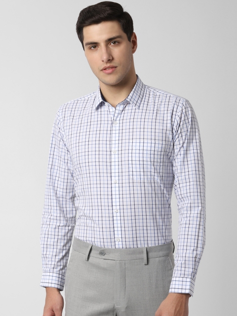 

Peter England Men White & Blue Regular Fit Checked Formal Shirt