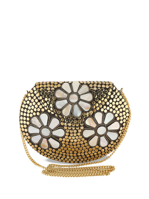 

VOILA Gold-Toned & White Chipped Stone Handmade Box Clutch