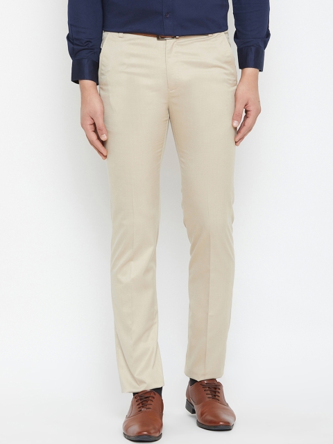 

Canary London Men Beige Smart Slim Fit Solid Formal Trousers