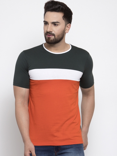 

Kalt Men Orange Colourblocked Round Neck T-shirt
