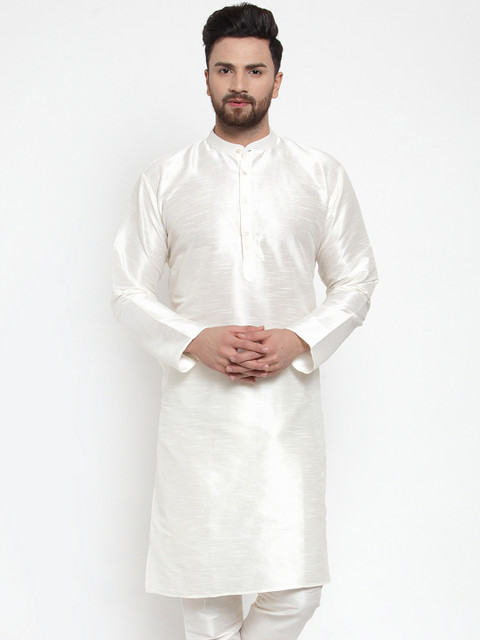 

Jompers Men White Solid Straight Kurta