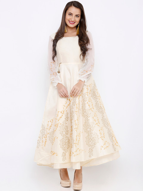 

Ira Soleil Women Cream-Coloured Printed A-Line Kurta