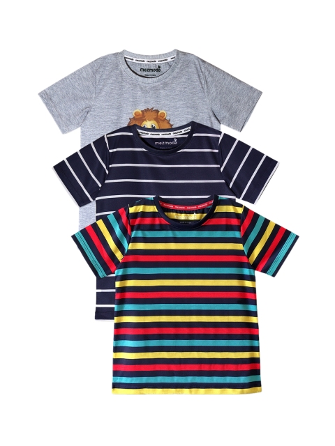 mezmoda Boys Pack of 3 Printed Round Neck T-shirts, Red