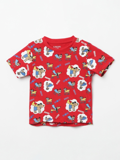 

Juniors by Lifestyle Boys Red & White Printed Round Neck T-shirt
