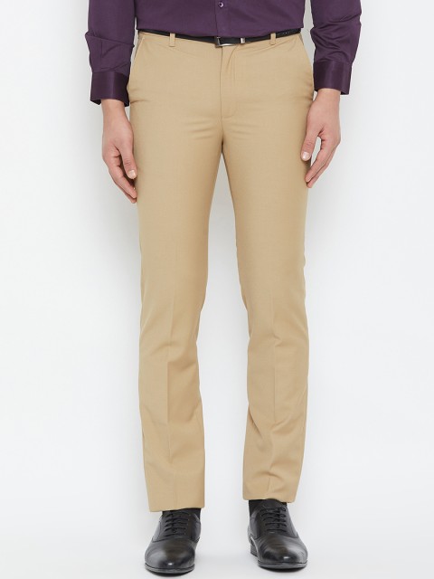 

Canary London Men Beige Smart Slim Fit Solid Formal Trousers