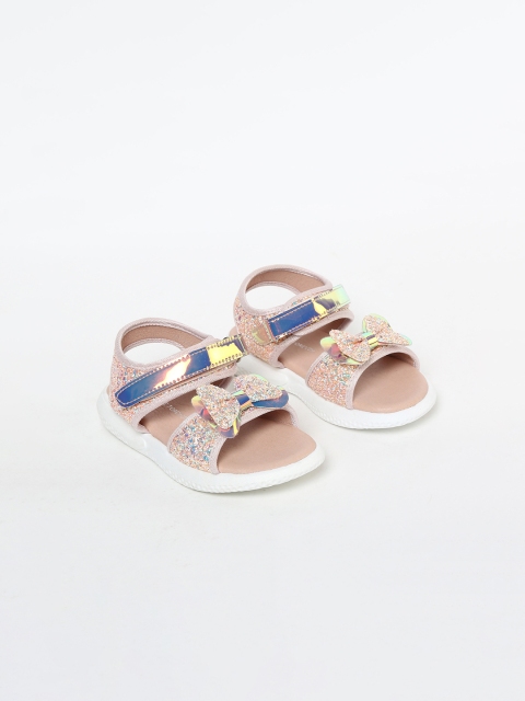 

Fame Forever by Lifestyle Girls Rose Gold-Toned Embellished Open Toe Flats
