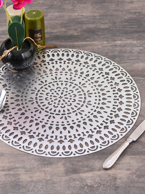 

Pure Home and Living Set of 6 Silver-Toned Solid Round Table Placemats