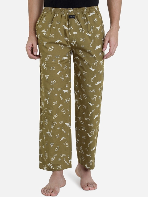 

Nick&Jess Men Khaki Printed Cotton Lounge Pants