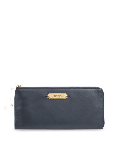

Hidesign Women Blue Solid Zip Around Leather Wallet