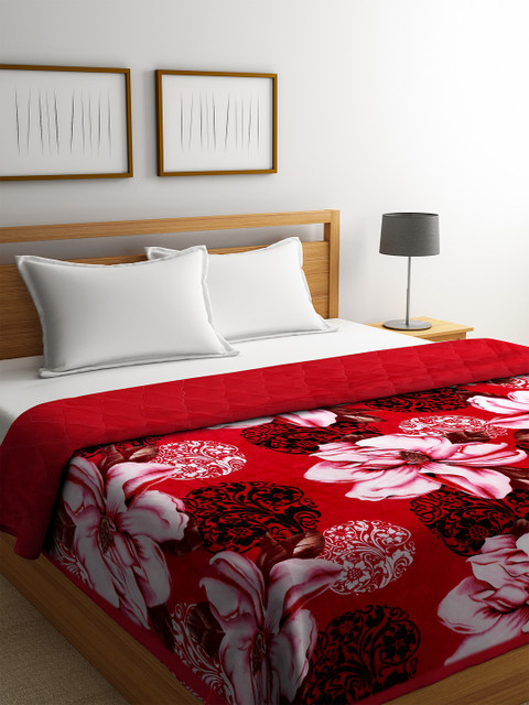 

KLOTTHE Red Floral AC Room 300 GSM Double Bed Comforter
