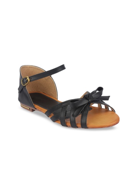 

Shoetopia Women Black Solid Open Toe Flats