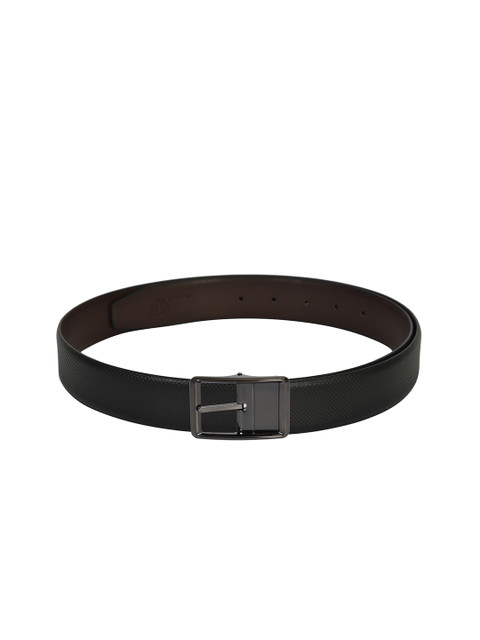 

Second SKIN Men Black & Coffee Brown Textured Reversible Leather Belt